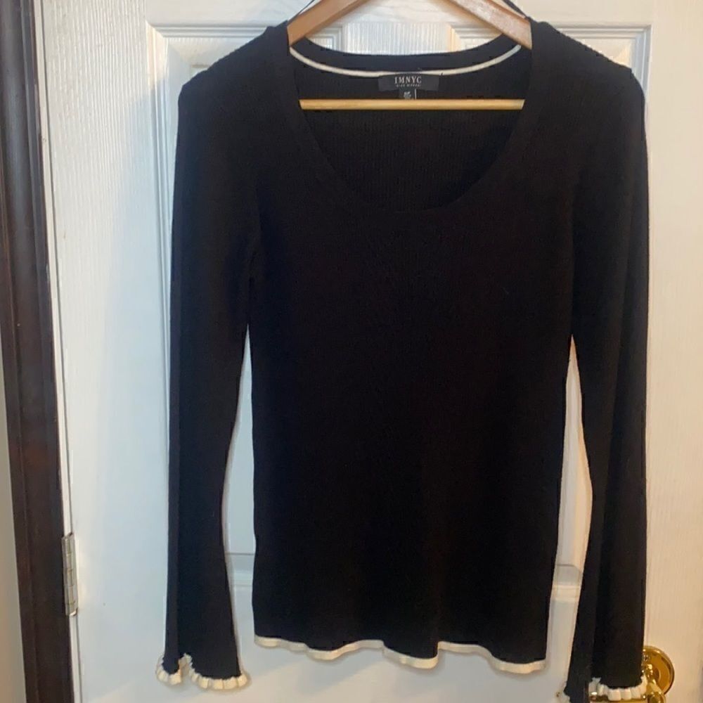 Isaac Mizrahi Black Long Bell Sleeve Sweater